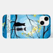 Coques Case-Mate iPhone Lune lunaire avec chats Ajouter un nom (Verso (horizontal))