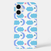 Coques Case-Mate iPhone Lune Nuages Étoiles Motif Bleu pourpre (Verso)
