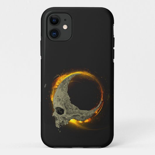 Coques Case-Mate iPhone Lune rétro mort brûlant le crâne en feu (Dos)