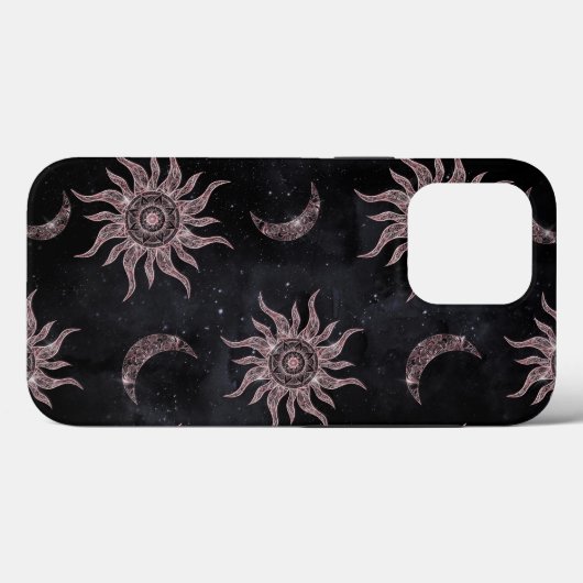 Coques Case-Mate iPhone Lune rose noire Mandala (Verso (horizontal))