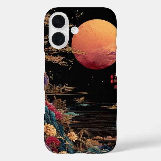 Coques Case-Mate iPhone Lune rouge sur un lac (Verso)