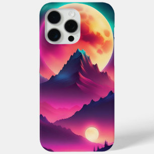 Coque iPhone 15 Pro Max lune se levant entre les montagnes