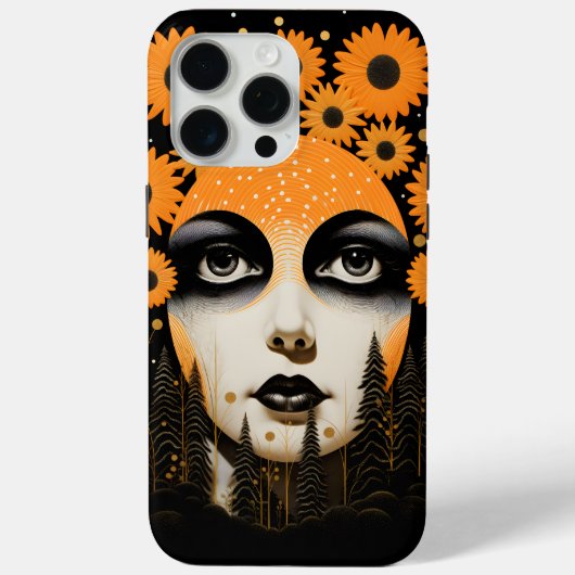 Coques Case-Mate iPhone Lune Yeux Orange Floral (Verso)