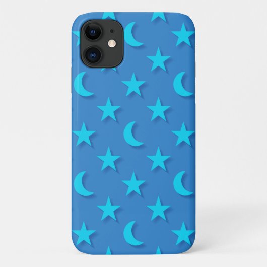Coques Case-Mate iPhone Lunes bleues et étoiles motif (Dos)