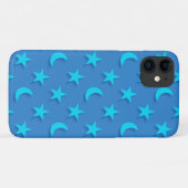 Coques Case-Mate iPhone Lunes bleues et étoiles motif (Dos (Horizontal))