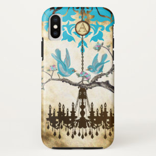 Coque Case-Mate Pour iPhone Lustre à oiseaux Cerisier Monogramme Fleuris