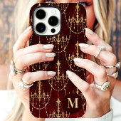 Coques Case-Mate iPhone Lustre en Or Monogramme Rouge