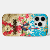 Coques Case-Mate iPhone Lustre Monogramme Fleur de Cerisier Oiseau (Verso (horizontal))