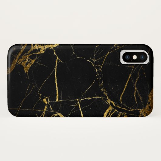 Coques Case-Mate iPhone Luxe Black and Gold Marble (Dos (Horizontal))