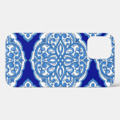 Coques Case-Mate iPhone Luxe blanc-bleu, ornement turc. (Verso (horizontal))