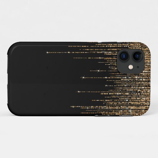 Coques Case-Mate iPhone Luxe Chic Black Gold Fringe Parties scintillant ét (Dos (Horizontal))