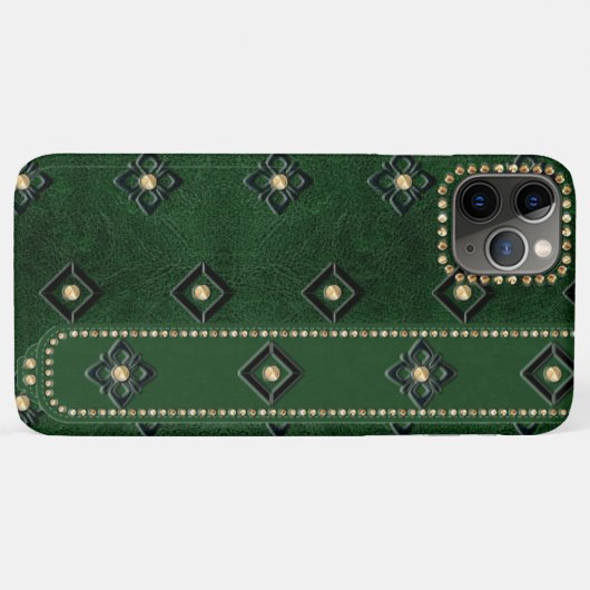 Coques Case-Mate iPhone Luxe Cuir Vert Embedded Floral & Studios (Dos (Horizontal))