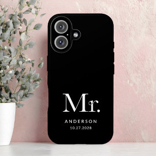 Coques iPhone 16 Luxe Elegance   Date du ministre et du Mariage noi