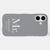 Coques Case-Mate iPhone Luxe Elegance | Grey Mister et Mariage Date (Verso (horizontal))