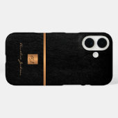 Coques Case-Mate iPhone Luxe élégant or noir monogramme nom (Verso (horizontal))