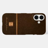 Coques Case-Mate iPhone Luxe élégant or parties scintillant brun monogramm (Verso (horizontal))