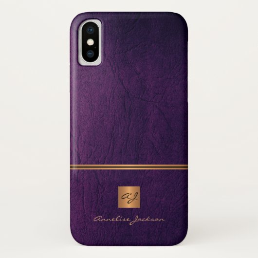 Coques Case-Mate iPhone Luxe élégante parties scintillant or violet monogr (Dos)
