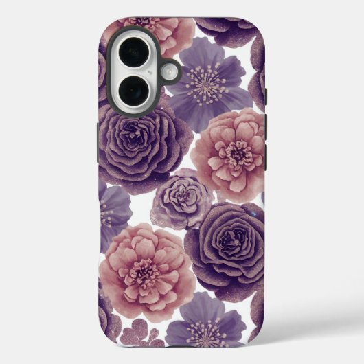 Coques Case-Mate iPhone Luxe Lavender Parties scintillant Fleurs iPhone 16 (Verso)