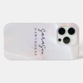 Coques Case-Mate iPhone Luxe Opal Shell Holographic Elegant Nom de script (Verso (horizontal))