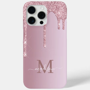 Coque iPhone 15 Pro Max Luxe Rose or rose Parties scintillant de séchage M