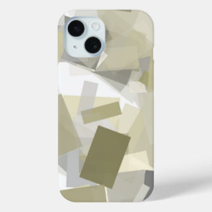 Coque Pour iPhone 15 Luxe Vert gris blanc Aquarelle Art Abstrait