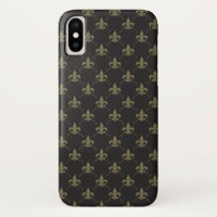 Luxueux Black Gold Fleur De Lis Motif