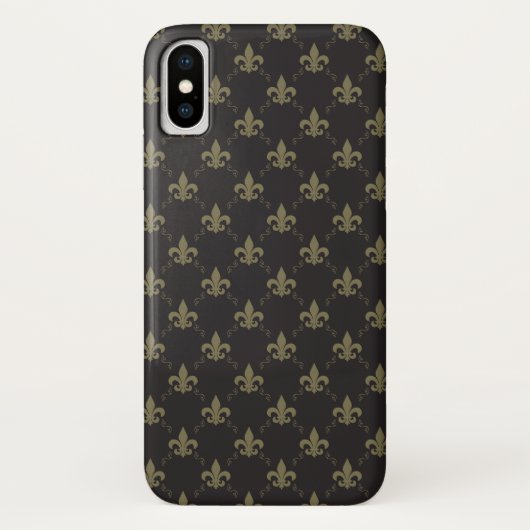 Coques Case-Mate iPhone Luxueux Black Gold Fleur De Lis Motif (Dos)