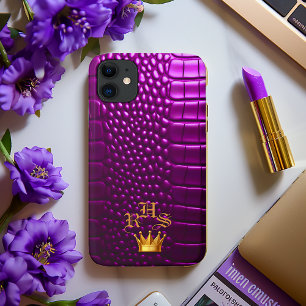 Case-Mate iPhone Case Luxueux Monogramme Vivid Violet Faux Crocodile