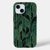 Coques Case-Mate iPhone Luxueux Motif Art déco Vert et Or (Verso)