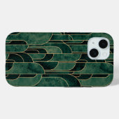Coques Case-Mate iPhone Luxueux Motif Art déco Vert et Or (Verso (horizontal))