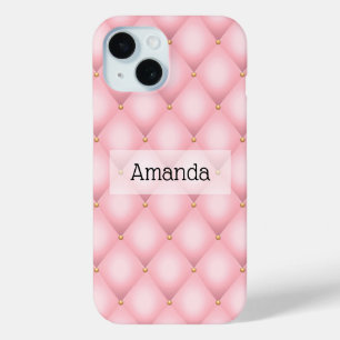 Coque Pour iPhone 15 Luxueux Motif en diamant verni rose