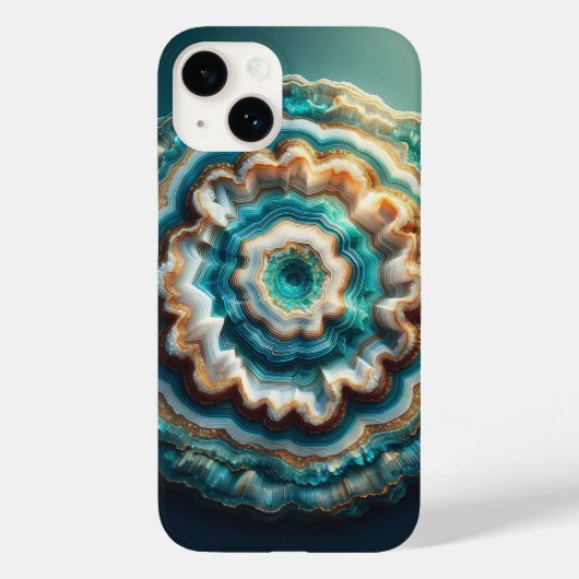 Coques Case-Mate iPhone Luxury 3D Geode Sliced Agate Teal and Gold Druzy C (Verso)