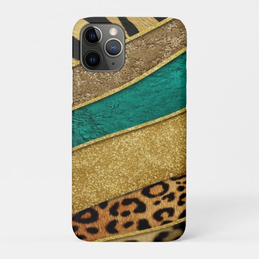 Coques Case-Mate iPhone Luxury Emerald & Gold Safari Leopard Zebra Glitter (Dos)