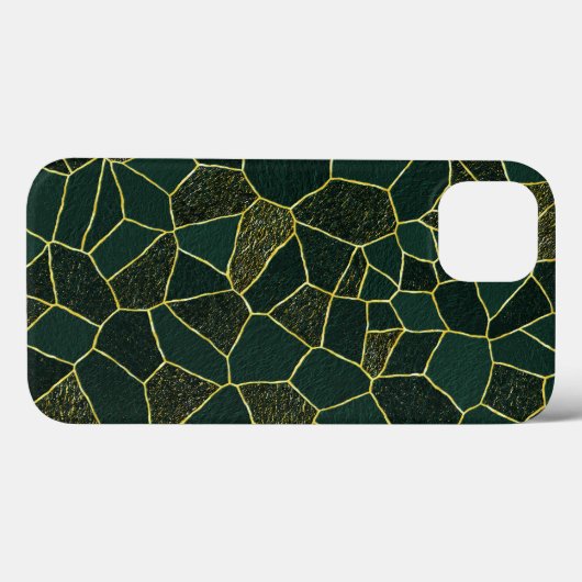 Coques Case-Mate iPhone Luxury Green Gold Abstrait Chic Textured Motif (Verso (horizontal))