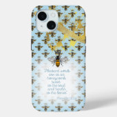 Coques Case-Mate iPhone Luxury Pastel Blue Gold Bee Grid Faith Queen Bee (Verso)