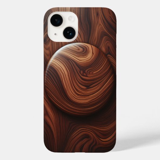 Coques Case-Mate iPhone Luxury Polished Walnut Wood Grain Abstract Circula (Verso)