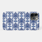 Coques Case-Mate iPhone Luxury Royal Blue and White Baroque Floral Pattern (Dos (Horizontal))