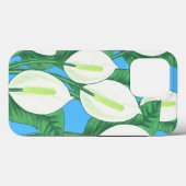 Coques Case-Mate iPhone Lys blancs sur arrière - plan bleu pâle (Verso (horizontal))