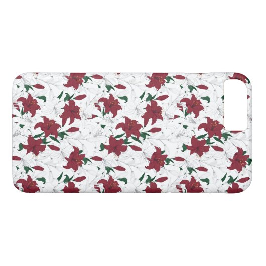 Coques Case-Mate iPhone Lys de Noël rouges et blancs (Dos (Horizontal))