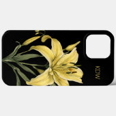 Coques Case-Mate iPhone Lys jaunes délicats Monogramme (Verso (horizontal))