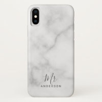 M. et Mme.| Marbre blanc élégant Script moderne