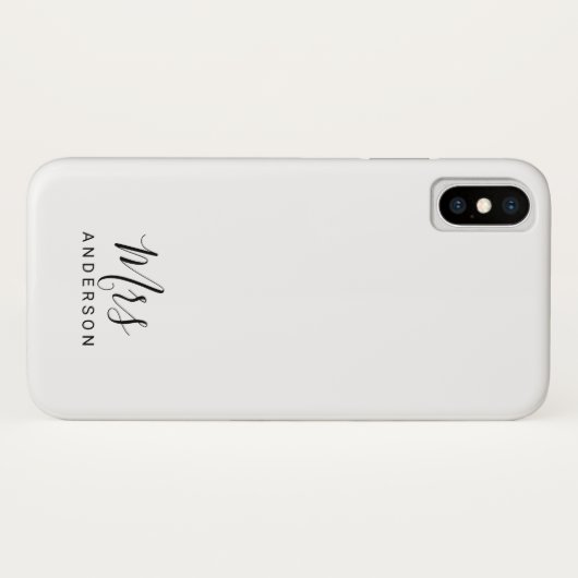 Coques Case-Mate iPhone M. et Mme.| Script moderne noir et blanc (Dos (Horizontal))