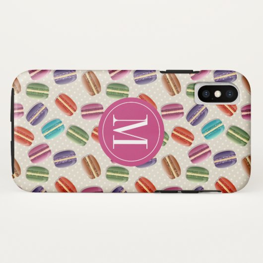Coques Case-Mate iPhone Macaron Cookies Cute Custom Monogramme Initial (Dos (Horizontal))