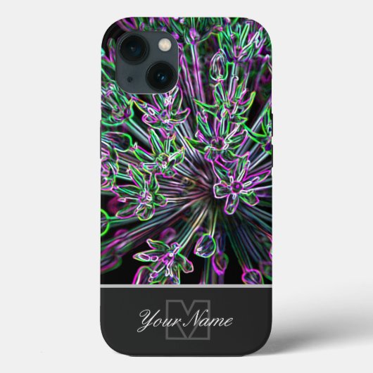Coques Case-Mate iPhone Macro fleur néon-pop-art avec Monogramme ! Coque-M (Verso)