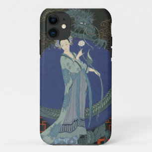 Coque iPhone 11 Madame avec un dragon (litho de couleur)