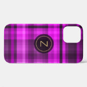 Coques Case-Mate iPhone Madras Hot rose fille Motif initial Customisé (Verso (horizontal))