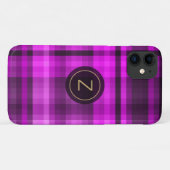 Coques Case-Mate iPhone Madras Hot rose fille Motif Monogramme Customisé (Dos (Horizontal))