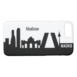 Coque iPhone 7 Madrid Landmarks dossiers personnalisés de nom de