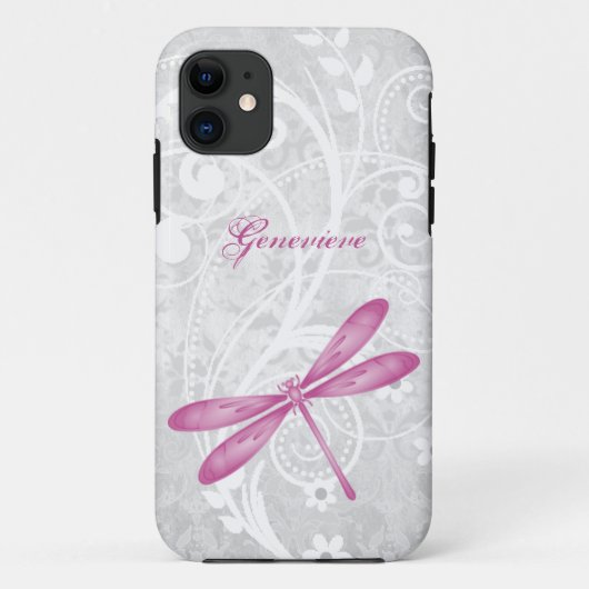 Coques Case-Mate iPhone Magenta Dragonfly personnalisée (Dos)