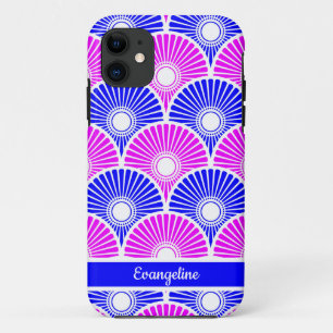 Case-Mate iPhone Case Magenta et bleu chinois semi-cercle Motif vague